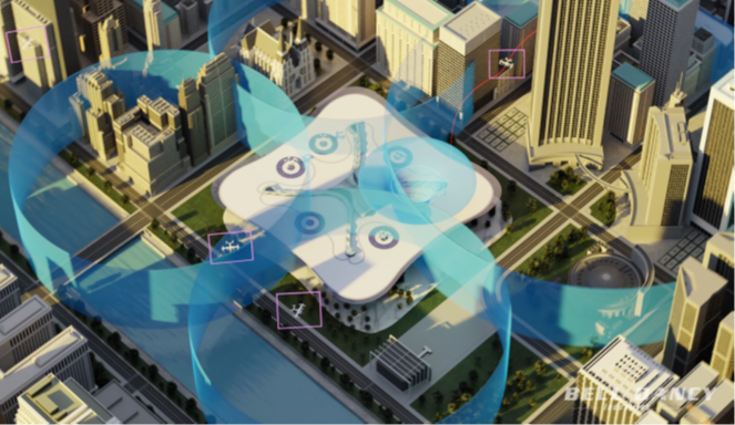 Aerial view of Bell-Dancy Industries’ Automated Landing & Take-off Assistant (ALTA). Courtesy of Bell-Dancy Industries