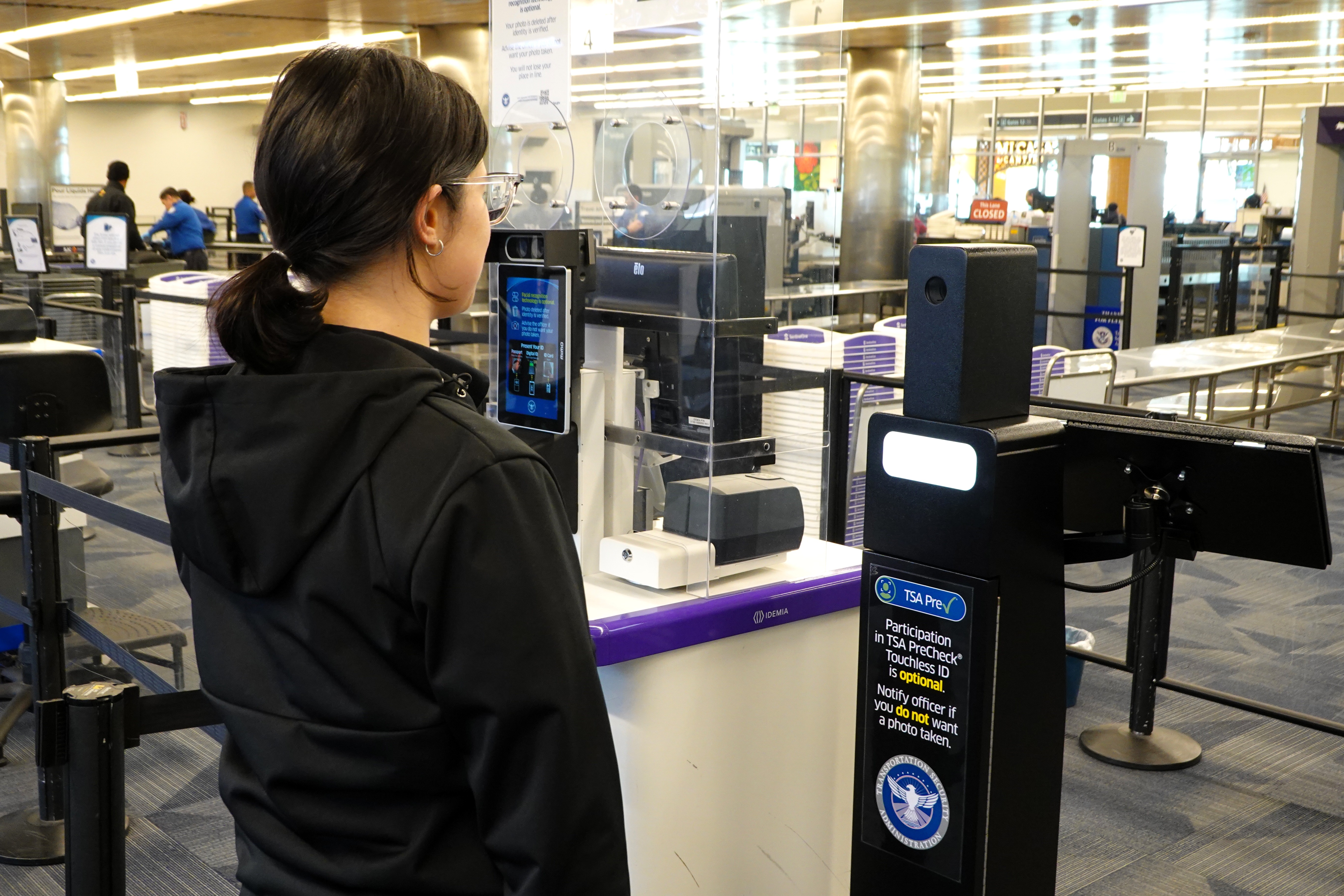 Delilah at touchless ID machine