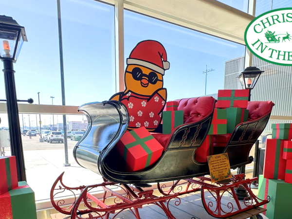 Christmas in July Sleigh in Terminal B Baggage Claim