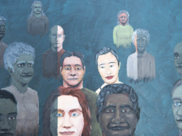 Art piece displaying multiple people