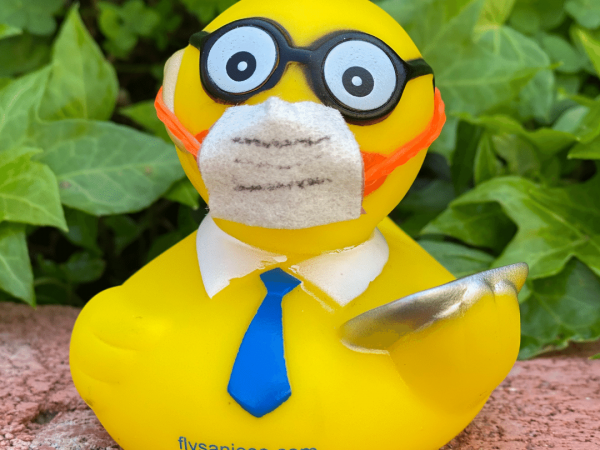 Seymour wears a mask