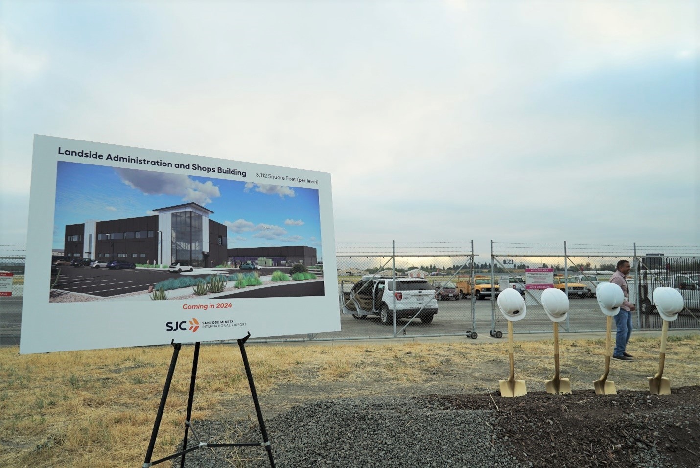 Rendering of Landside Administration and Shops Building onsite at the groundbreaking location.