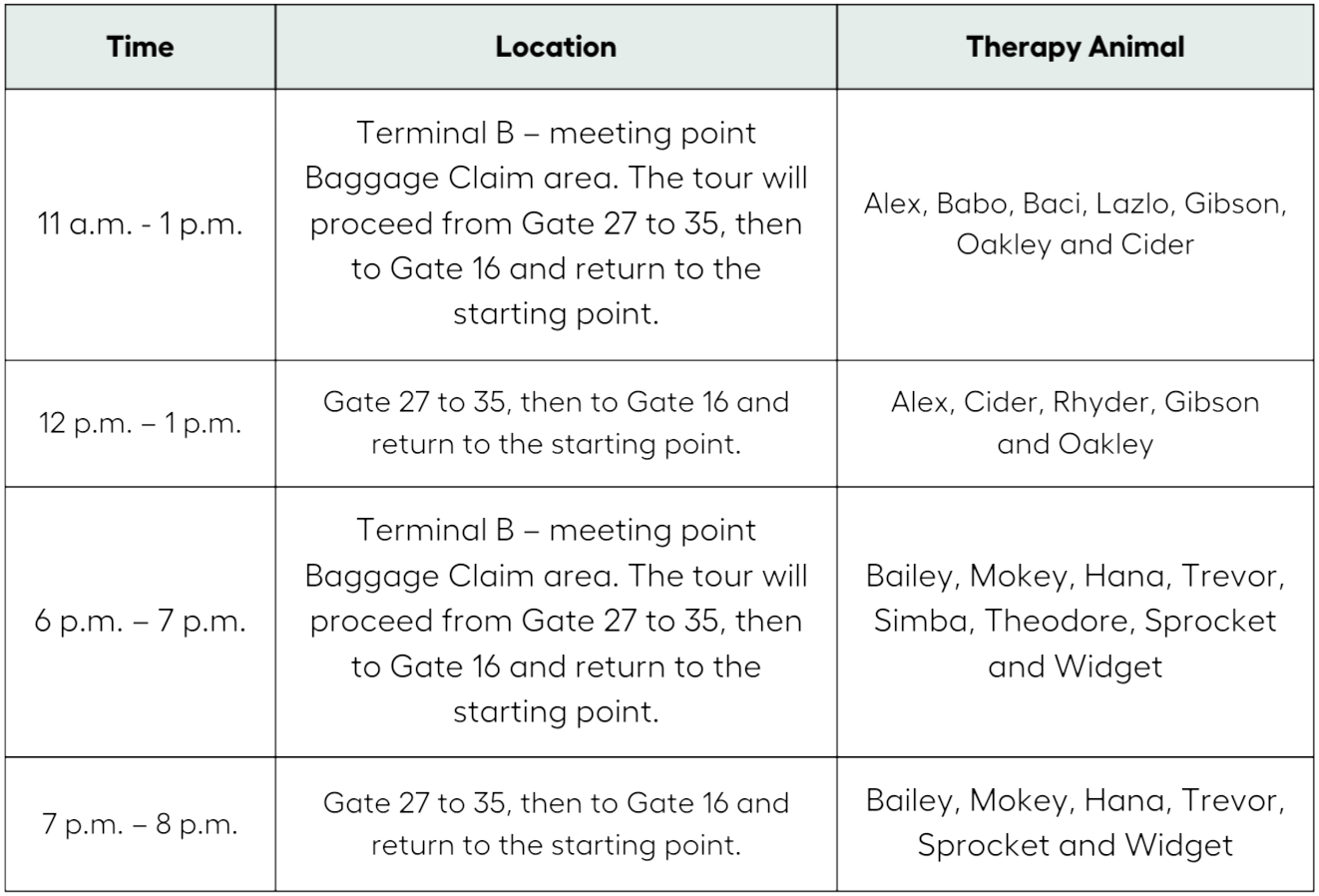 SJC Happy Tails Schedule