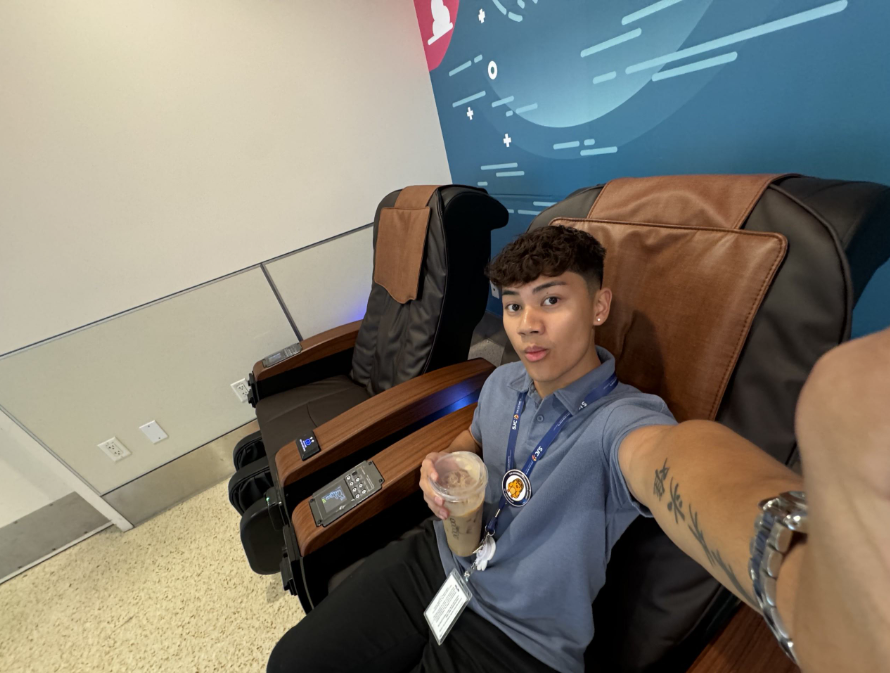 Jaime in massage chair